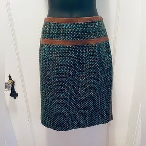 Rachel Roy leather trimmed tweed skirt Sz 6